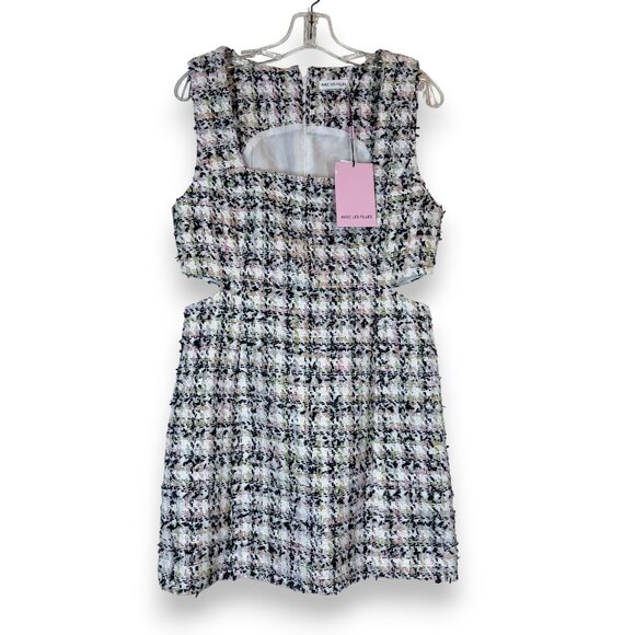 AVEC LES FILLES Tweed Cutout Mini Dress Preppy White Black Size 8 - Picture 3 of 13